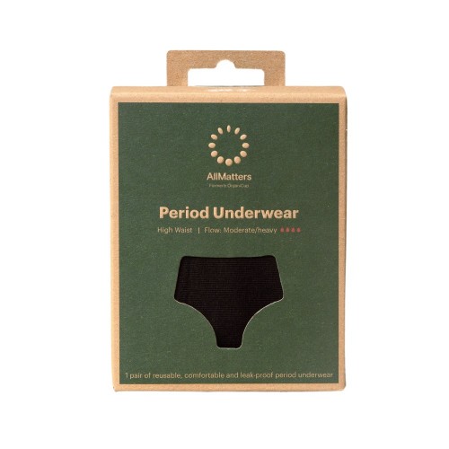 AllMatters Cueca Menstrual Cintura Alta para Fluxo Abundante Size S