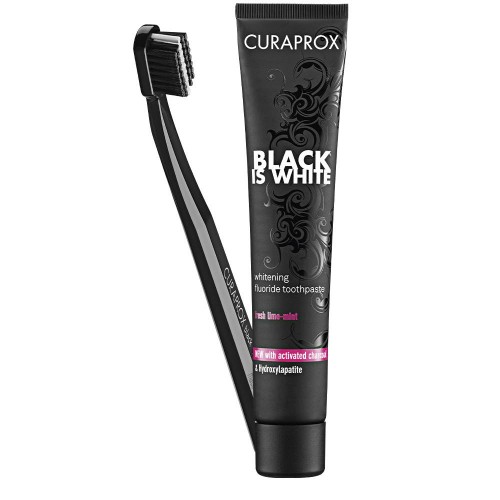 Curaprox Black Is White Pasta de Dentes 90ml + Escova de Dentes Preta Kit