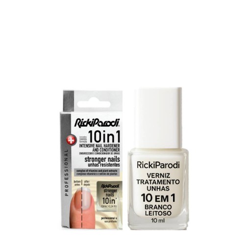RickiParodi Verniz para Unhas Resistentes 10 em 1 10ml Branco Leitoso