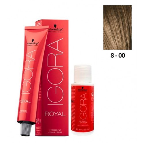 Schwarzkopf Igora Royal 8-00 Louro Claro Natural Extra 60ml + Oxidante 20V