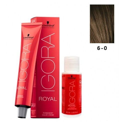 Schwarzkopf Igora Royal 6-0 Louro Escuro 60ml + Oxidante 20V