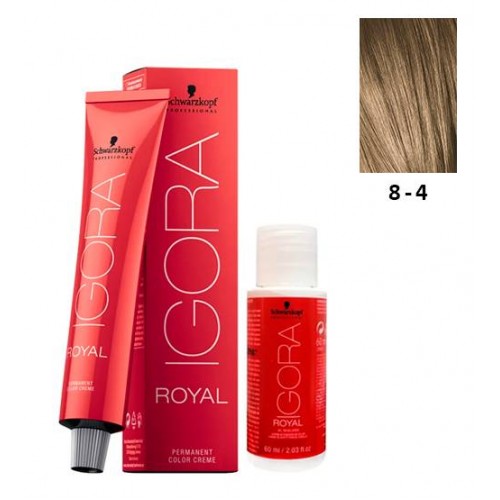 Schwarzkopf Igora Royal 8-4 Louro Claro Beige 60ml + Oxidante 20V