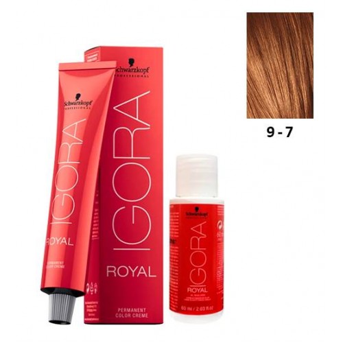 Schwarzkopf Igora Royal 9-7 Louro Extra Claro Cobre 60ml + Oxidante 20V